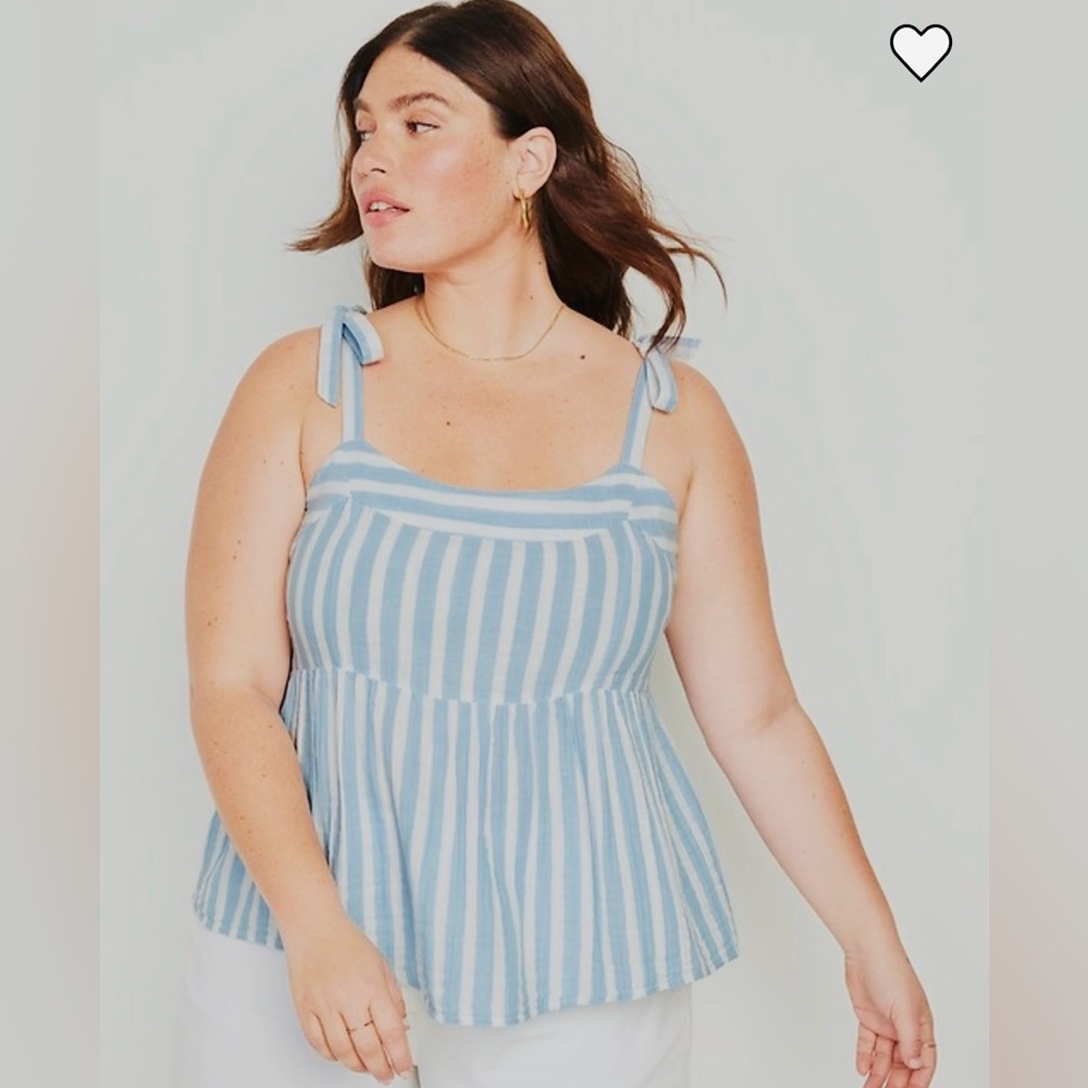 Old Navy Tie-Shoulder Striped Smocked Babydoll Cami Swing Blouse